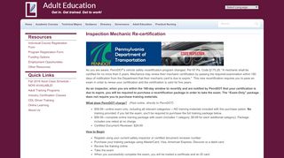 
                            4. Inspection Mechanic Re-certification - Adult Education