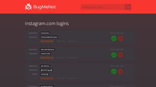 
                            8. instagram.com passwords - BugMeNot