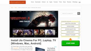 
                            3. Install Jio Cinema For PC, Laptop, TV [Windows, Mac ...