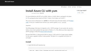 
                            8. Install the Azure CLI on Linux with yum | Microsoft Docs