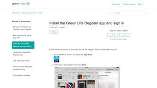 
                            4. Install the Green Bits Register app and sign in – Help Center