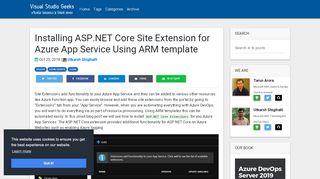 
                            8. Installing ASP.NET Core Site Extension for Azure App Service ...