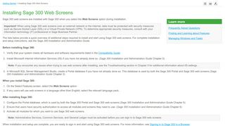 
                            5. Installing Sage 300 Web Screens