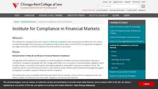 
                            8. Institute for Compliance in Financial Markets | Chicago-Kent College ...