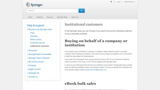 
                            2. Institutional customers - Springer