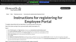 
                            3. Instructions for registering for Employee Portal | Newcastle City Council