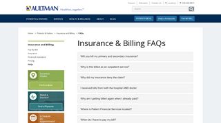 
                            5. Insurance & Billing FAQs » Aultman