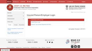 
                            5. Insured Person/Employer Login - esic.nic.in