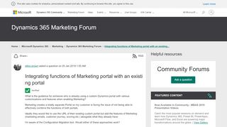 
                            5. Integrating functions of Marketing portal with an existing portal ...