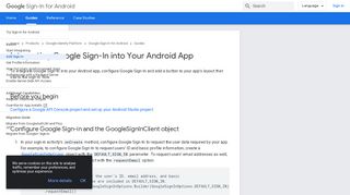 
                            2. Integrating Google Sign-In into Your Android App | Google ...