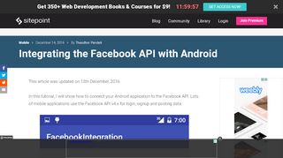 
                            10. Integrating the Facebook API with Android ? SitePoint