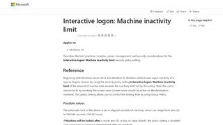 
                            4. Interactive logon Machine inactivity limit (Windows 10) | Microsoft Docs