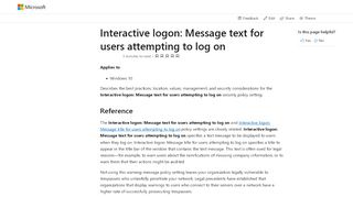 
                            5. Interactive logon Message text for users attempting to log on (Windows ...