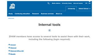 
                            8. Internal tools | ZHAW Zurich University of Applied Sciences