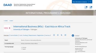 
                            7. International Business (MSc) - East Asia or Africa Track - DAAD