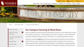 
                            3. International Center - Campus Housing & Meal Plan - Winthrop University