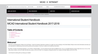 
                            4. International Student Handbook | MCAD Intranet