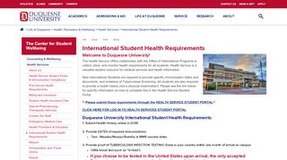 
                            4. International Student Health Requirements | Duquesne University