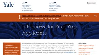 
                            1. Interviews for First-Year Applicants | Yale College ...