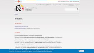 
                            2. Intranet | IBZ - SPF Intérieur