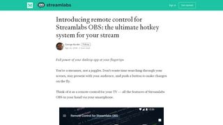 
                            2. Introducing remote control for Streamlabs OBS: the ultimate hotkey ...