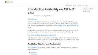 
                            5. Introduction to Identity on ASP.NET Core | Microsoft Docs