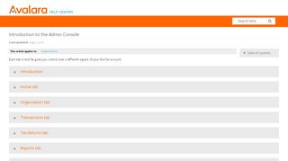 
                            7. Introduction to the Admin Console - Avalara Help Center