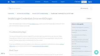 
                            2. Invalid Login Credentials Error on SSO Login - Box