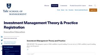 
                            4. Investment Management Theory & Practice - Yale School of ...