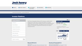 
                            3. Investor Relations | Jack Henry & Associates, Inc.