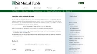 
                            8. Investor Services - Sit Mutual Funds