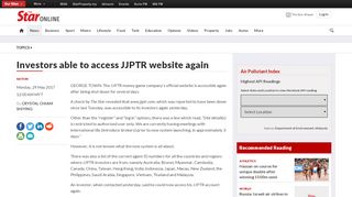 
                            8. Investors able to access JJPTR website again | The Star Online