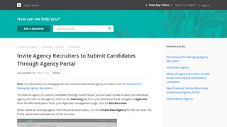 
                            3. Invite Agency Recruiters to Submit Candidates Through Agency Portal ...