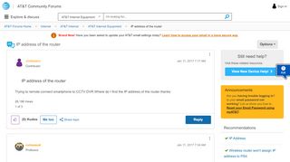 
                            6. IP address of the router - AT&T Community