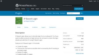 
                            1. IP Based Login – WordPress plugin | WordPress.org