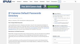 
                            1. IP Cameras Default Passwords Directory - IPVM
