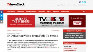 
                            6. IP Delivering Video From Field To Screen - TV News Check