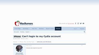 
                            8. iPhone - Can't login to my Cydia account | MacRumors Forums