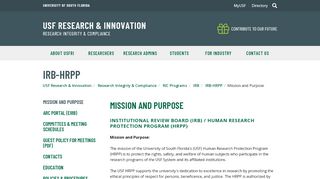 
                            1. IRB - USF Research & Innovation - University of South Florida