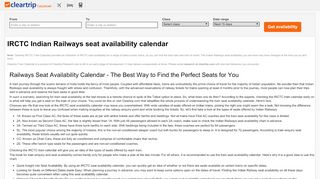 
                            10. IRCTC, Indian Railway Seat Availability. Railway ...