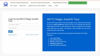 
                            1. IRCTC Magic AutoFill Tool User Login | NexGen …