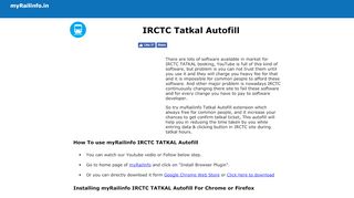 
                            6. IRCTC TATKAL AUTOFILL | myRailinfo