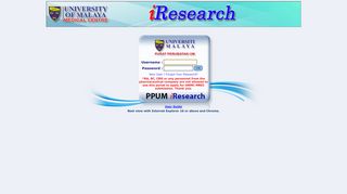 
                            9. iResearch System Login - UMMC eServices