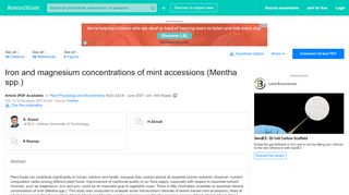 
                            8. Iron and magnesium concentrations of mint accessions ...