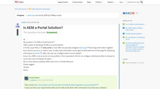 
                            1. Is AEM a Portal Solution? | Adobe Community - Adobe Forums