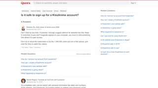 
                            5. Is it safe to sign up for a KissAnime account? - Quora