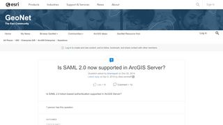 
                            4. Is SAML 2.0 now supported in ArcGIS Server? | GeoNet, The Esri ...