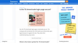 
                            8. Is the TD Ameritrade login page secure - answers.com