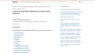 
                            4. Is there an affordable CRM with rich Client Portal features? - Quora