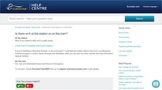 
                            2. Is there wi-fi at the station or on the train? - Eurostar Help Centre